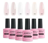 AIMEILI Vernis Semi Permanent Gel Rubber Base Coat Gel Polish UV/LED Rose Nude 6 Couleurs 10ml Renforcement et Réparation de Manucure, Colle de Décorations - Kit 44