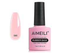 AIMEILI Vernis Semi Permanent Gel Rubber Base Coat Rose Pastel Gel Polish UV LED Renforcement et Réparation de Manucure, Colle de Décorations - 10ml (590)