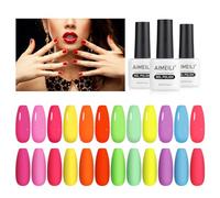 AIMEILI Vernis Semi Permanent Néon 12 Couleurs, Lot Vernis à Ongles Gel UV LED Soak Off Manucure Salon Longue Durée Varnish Kit 26