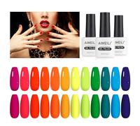 AIMEILI Vernis Semi Permanent Néon 12 Couleurs, Lot Vernis à Ongles Gel UV LED Soak Off Manucure Salon Longue Durée Varnish Kit 23