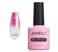 AIMEILI Vernis Semi Permanent Pailleté Caméléon Thermique Température Changement 10ML, Vernis à Ongles Gel UV LED Soak Off Manucure - Rose Vif à Blanc (TC04)