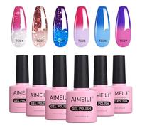 AIMEILI Vernis Semi Permanent Pailleté Caméléon Thermique Température Changement 6 Couleurs 10ml, Lot Vernis à Ongles Gel UV LED Soak Off Manucure - Kit 14