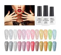 AIMEILI Vernis Semi Permanent Pailleté Reflechissante Gel 12 Couleurs 8ML Vernis à Ongles Paillettes Gel Réfléchissant Brillant UV LED Soak Off Manucure Kit 7