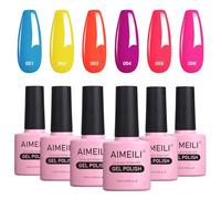 AIMEILI Vernis Semi Permanent Printemps Été Néon Brillant Arc-en-ciel 6 Couleurs 10ml, Lot Vernis à Ongles Gel UV LED Nail Polish Soak Off Manucure - Kit 11
