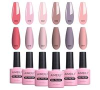 AIMEILI Vernis Semi Permanent Set 6pcs X 10ml Rose Pastel Couleur Nude Naturel, Lot Vernis à Ongles Gel Soak Off UV LED Manucure Kit 22