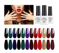 AIMEILI Vernis Semi Permanent Set Automne Hiver Foncé, Lot Vernis à Ongles Gel Soak Off UV LED Manucure 12pcs X 8ml - Kit 5