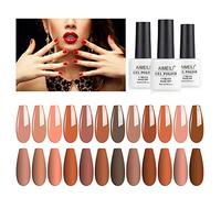AIMEILI Vernis Semi Permanent Set Marron Nu Naturel, Lot Vernis à Ongles Gel Soak Off UV LED Automne Hiver Manucure 12pcs X 8ml - Kit 1