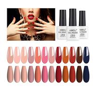 AIMEILI Vernis Semi Permanent Set, Nude Rose Rouge Brun Bleu Lot Vernis à Ongles Gel Soak Off UV LED Manucure 12pcs X 8ml - Kit 4