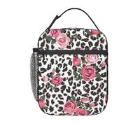 AIMeinn Sac à déjeuner isotherme léger avec imprimé léopard et rose rouge