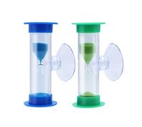 AIMEKE Lot de 2 sabliers avec ventouse - 2 minutes et 3 minutes - Sablier coloré - Minuterie pour le brossage des dents des enfants - Cuisine - Salle de estion du temps à la maison (bleu +