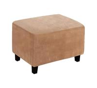 AIMENJOY Housse Ottomane Housses de Pouf Rectangulaire, Velours Épais Housse Repose-Pieds Extensible Protecteur Meubles Housse de Tabouret avec Fond Élastique (Camel,Large)