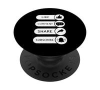 Aimer, Commenter, Partager, s'abonner - Vidéo Blogging Livestream PopSockets PopGrip Adhésif