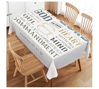 Aimer Dieu, Verset Chrétien, Citation Biblique en Zigzag Nappe Rectangulaire Nappe De Table Lavable Housse De Table pour Salle À Manger Maison 137X183Cm