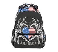 Aimer Les États-Unis pour Toujours Os De Crâne Illustration Cartable Sac à Dos Ecole étudiant Scolaire d'ordinateur pour Voyage Ados Filles Garçons Enfant