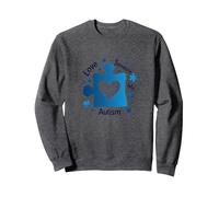 Aimer Quelqu'un autiste : Sensibilisation et Soutien Sweatshirt, Unisexe pour Adultes, Chiné Foncé, XL