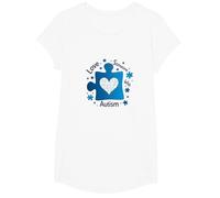 Aimer Quelqu'un autiste : Sensibilisation et Soutien T-Shirt, Fille, Blanc, L