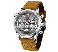 AIMES Montre chronographe étanche pour homme - Mouvement à quartz analogique - Cadeau élégant - Pour homme, A2-marron gris