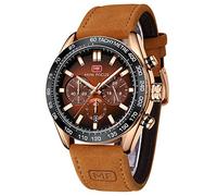 AIMES Montre de sport militaire pour homme - Étanche - Chronographe - Analogique - Quartz - Grand cadran - Classique - Tendance - Décontractée - Travail - Cadeau élégant pour homme, Marron café, Robe