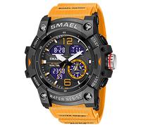AIMES - Montre de sport pour homme, étanche, militaire, tactique, numérique, analogique, date, multifonction, LED, avec alarme grand cadran, chronomètre pour homme, Orange, Large