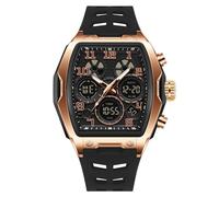 AIMES Montre élégante et décontractée multifonction pour homme - Grand carré étanche 5 ATM - Numérique - Analogique - Double temps - Compte à rebours - Chronomètre - Bracelet en silicone - Date