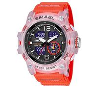 AIMES Montre militaire pour homme - Montre numérique tactique pour sports de plein air - LED - Chronomètre étanche (C-rouge transparent), Rouge transparent, Large, Numérique