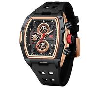 AIMES Montre Squelette de Luxe pour Homme - Étanche - Bracelet en Silicone réglable - Style Steampunk - Chronographe - Calendrier - Date - Affaires - Lumineuse - Grand carré