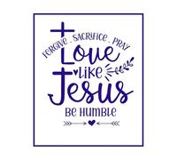 Aimez comme Jésus, restez humble Proverbes chrétiens et versets bibliques Stickers muraux 49.2x59.2cm Embellissement mural Bleu foncé