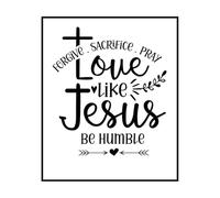 Aimez comme Jésus, restez humble Proverbes chrétiens et versets bibliques Stickers muraux en PVC 41x49.3cm Stickers pour vitres Noir