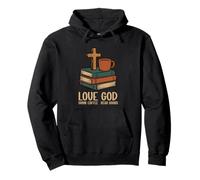 Aimez Dieu, buvez du café, lisez des livres, lisez une croix Sweat à Capuche