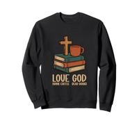 Aimez Dieu, buvez du café, lisez des livres, lisez une croix Sweatshirt