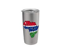 Aimez la Gambie avec le drapeau gambien à l'intérieur de la carte de l'Afrique Gobelet isotherme en acier inoxydable double paroi
