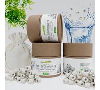Aimez La Nature 35 Perles de Céramique EM® Avec Joli Pack Ecologique et Sachet Coton Certifié Bio, Purificateur Naturel Eau Robinet, Filtration Eau pour Carafe Bouilloire Lave Linge Lave Vaisselle