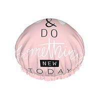 Aimez-vous faire quelque chose de nouveau aujourd'hui bonnet de douche motivationnel citation inspirante rose grands bonnets de douche réutilisable double couche douche cheveux bonnet de bain élégan