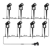 AIMHEIM Spot LED Extérieur Etanche IP65 12V, Lampes de Jardin 8 x 3W Lampes Extérieur à Piquer, Projecteur LED Éclairage Blanc Chaud pour Chemins Plantes Terrasse, Lot de 8