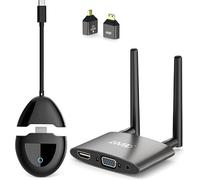 AIMIBO Transmetteur USB-C & HDMI sans Fil avec Récepteur, Décodage 4K, 50 m | Émetteur 2-en-1 USB-C + HDMI, Liaison Stable 2,4/5 GHz, RX Avec Sorties HDMI + VGA, Décodage 4K & 1080P@Hz, Jusqu’à 50 m.
