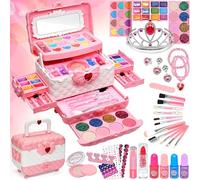 Aimiffy Maquillage Enfant Jouet Filles - Lavable Malette Maquillage Enfant, Non Toxique Malette Kit Coffret Maquillage Enfant de Noël Anniversaire Jouet pour Princesse Fille 4 5 6 7 8 9 10+ Ans