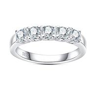 AimiIee Bague d'éternité moissanite 0,6/1 carat couleur D pureté VVS1 rond brillant en argent sterling 925 avec 5/6 pierres pour femme avec certificat, Gemme, Moissanite