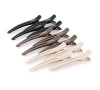 AIMIKE 6pcs Pince Cheveux Coiffeur, Pince Crocodile Cheveux Professionnelles pour la Coupe de Style, Salon et Maison Pinces à Cheveux Antidérapantes Sans Trace de Canard,- Ton Terreux