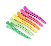 AIMIKE 6pcs Pince Cheveux Coiffeur, Pince Crocodile Cheveux Professionnelles pour la Coupe de Style, Salon et Maison Pinces à Cheveux Antidérapantes Sans Trace de Canard,- Couleur Néon