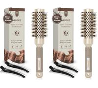 AIMIKE Brosse Ronde Brushing Professionnel, Brosse Ronde Brushing avec des Poils de Sanglier, Améliore la texture pour le séchage, le coiffage, le bouclage et la brillance,Canon 32MM (Lot de 2)