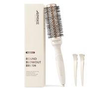 AIMIKE Brosse ronde pour brushing, NaturaVol Brosse ronde moyenne pour cheveux avec technologie céramique nano-thermique, avec 2 pinces (1.3 Inch Barrel,2.1Inch Bristle)
