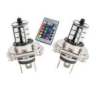 Aiming 2pcs LED RVB 5050 27SMD coloré H4 Brouillard feu de recul DRL Conduite arrière Ampoule Atmosphere avec télécommande