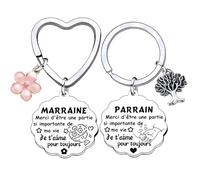 AIMINI 2 Porte-Clés Cadeaux de Noël Porte-Clés Parrain et Marraine Cadeaux Parrain et de la Marraine Cadeaux Baptême Parrains et Marraines Cadeau Parrain Marraine Demande Souvenirs de Baptême (1)