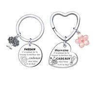 AIMINI 2 Porte-Clés Cadeaux de Noël Porte-Clés Parrain et Marraine Cadeaux Parrain et de la Marraine Cadeaux Baptême Parrains et Marraines Cadeau Parrain Marraine Demande Souvenirs de Baptême (2)