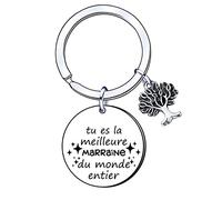 AIMINI Cadeau Marraine Cadeau Marraine Porte clés Cadeau Marraine Anniversaire Cadeau Marraine Noel Cadeau jour du Baptême Marraine Cadeau Marraine Original Cadeau Marraine Personnalisé (5)