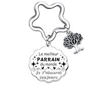 AIMINI Cadeau Parrain Anniversaire et Noël - Porte clés Personnalisé pour Baptême