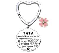 AIMINI Cadeau Tata Porte Clé Meilleure Tata Cadeau pour Tata Anniversaire Cadeaux pour sa Tata Porte Clef Idee Tata Cadeau Tata Noel Merci Tata Cadeau Personnalisé Cadeau Tatie Original (2)