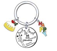 AIMINI Porte-Clés Cadeau Anniversaire Fille Garçon Homme Unique Argent Métallique pour Adolescents 16 Ans