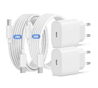 AIMIUVEI 2pcs Chargeur Rapide, 20W PD Prise Secteur, 2m Câble Lightning/type-C, pour iPhone 16/15/14/13/12/Samsung/Huawei/Galaxy