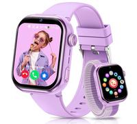 AIMIUVEI 4G Montre Connectée Enfants, 1.83''HD Montre Téléphone Enfant avec GPS, Batterie de 800mAh, Appels Vidéo, Chat Vocal, Wi-Fi/LBS/SOS/SMS, Mode École, Podomètre, Réveil, Étanchéité IP68(Violet)
